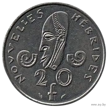 КОНДОМИНИУМ НОВЫЕ ГЕБРИДЫ  20 ФРАНКОВ 1975. РЕДКОСТЬ (150000 экз)