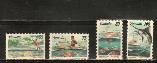 Вануату-1996 (Мих.1000-1003) , ** , Морская фауна,Рыбы, Рыбалка (полная серия)