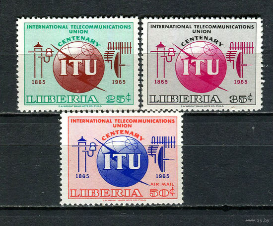 Либерия - 1965 - 100-летие образования Международного союза электросвязи - [Mi. 639-641] - полная серия - 4 марки. MNH.  (Лот 85HH)-T41P38