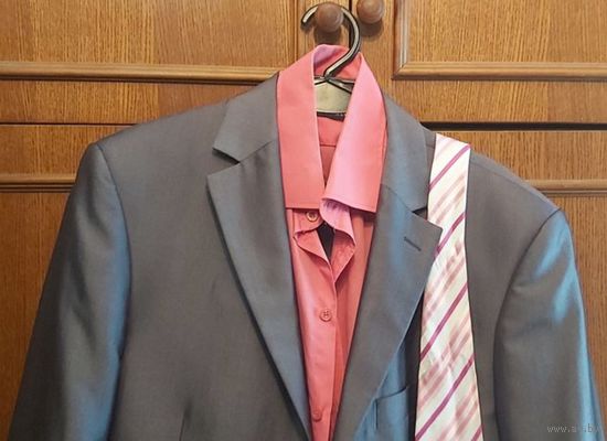 Костюм двойка Пиджак Брюки Свадьба Выпускной Сталь Титан Коминтерн Рубашка Галстук