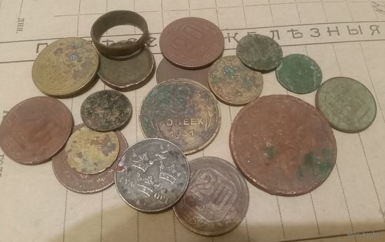 С РУБЛЯ! Лот старых монет на чистку, на опыты..