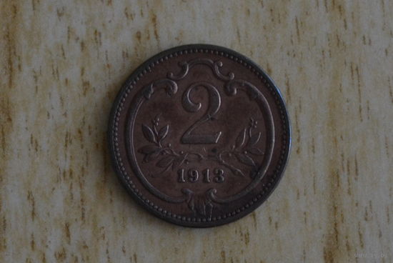 Австрия 2 геллера 1913 с 1 руб