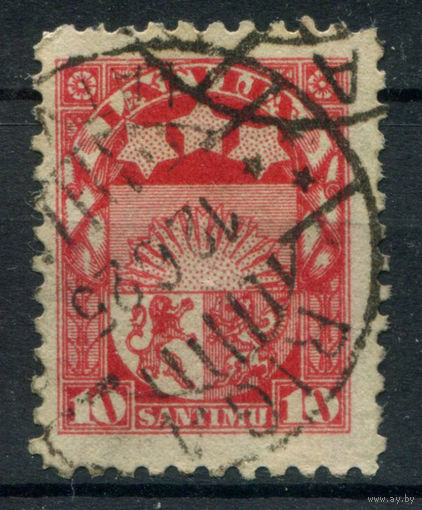 Латвия - 1923/25г. - герб, 10 S - 1 марка - гашёная. Без МЦ!