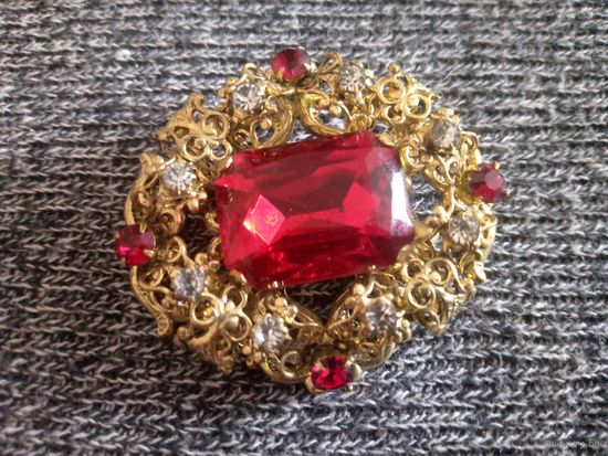 Брошь, дворцовый стиль, винтаж, старая Чехия, 70-е гг. Ок