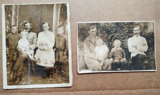 Два семейных фото. 1920-е?  7х9 и 5.5х8 см. Цена за оба.