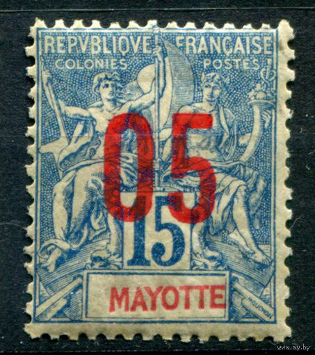 Французские колонии - Майотта (Мадагаскар) - 1912г. - аллегория, надпечатка 05 на 15 с - 1 марка - MH с потрескавшимся клеем [Mi 124]. #4-W1-125-A-1