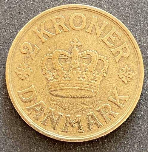 Монета 2 кроны 1924 год. Дания. Король Кристиан X.