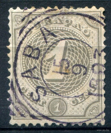 Нидерландские колонии - Кюрасао - 1889/91г. - цифры, печать Саба, 1 с - 1 марка - гашёная [Mi 19]. #3-WB-89-A-1