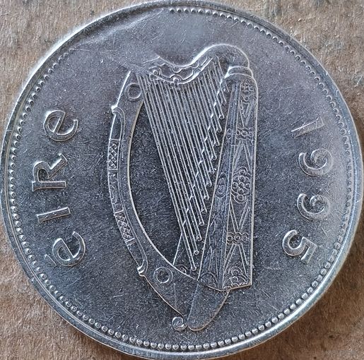 Ирландия 1 фунт, 1995 г., КМ# 27, дефект штампа