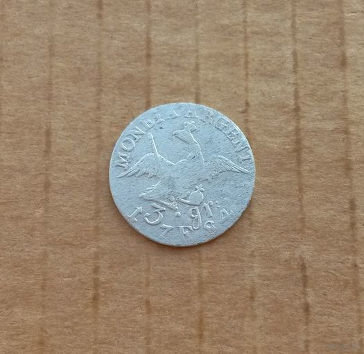 Пруссия, 3 гроша 1784 г., биллон, Фридрих II Великий (1740-1786), обозначение номинала цифрой и буквами