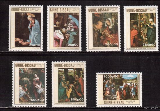 Гвинея-Биссау-1989 (Мих.1104-1110)  ** ,  Рождество, Живопись, (полная серия)