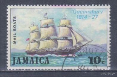 [1142] Ямайка 1974. Корабли.Парусники. Гашеная марка.