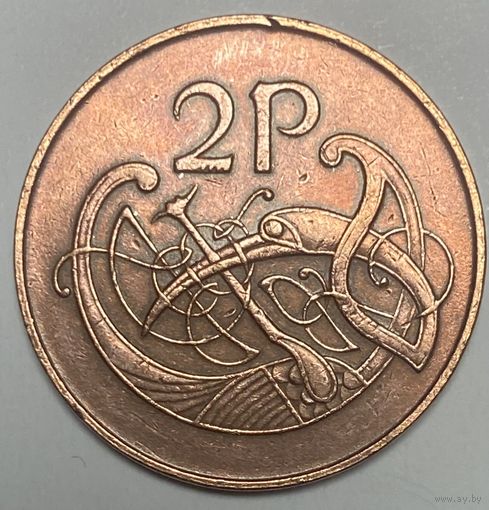 Монета 2 пенса. 1971 год, Ирландия. Птица. Ирландская арфа.