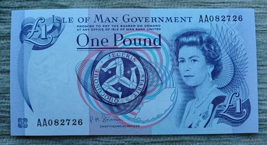 Werty71 Остров Мэн 1 фунт 1990 - 2009 UNC Банкнота Трискелион