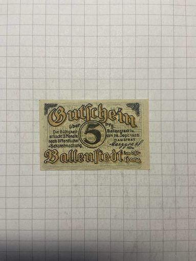 5 пфенингов (нотгельды) г. Германия.-1412