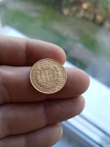 Сардиния 20 лир 1847 Отметка монетного двора: "Голова орла", "P" - Турин с портретом Карла Альберта