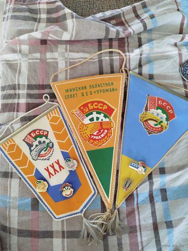 3 вымпела со значками,с рубля