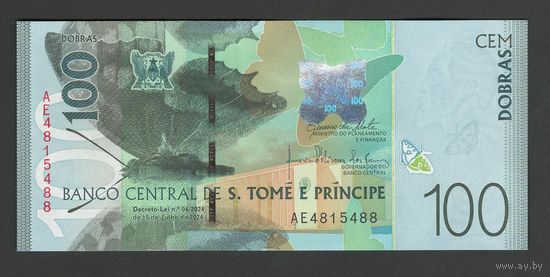 Сан-Томе и Принсипи 100 добра 2024 года. Тип P-80а. Состояние UNC