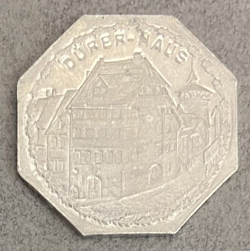 Германия Нюрнберг нотгельд 20 пфеннигов 1921 . Дом Альбрехта Дюрера. трамвайный жетон