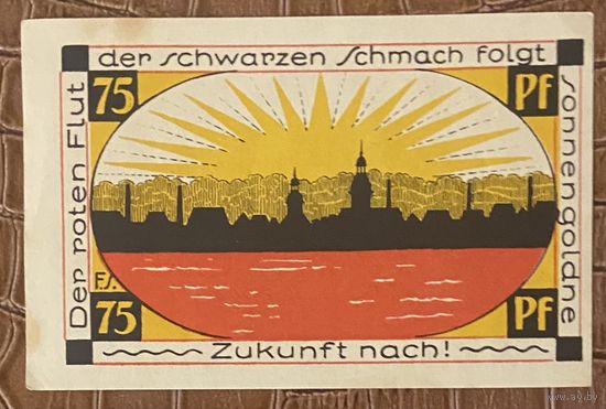 Нотгельд 75 пфеннигов 1921 год. Шмёльн. Веймарская республика