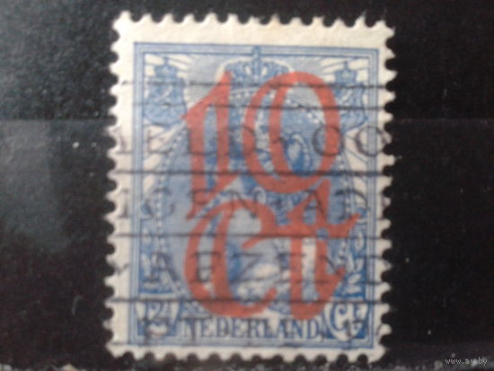 Нидерланды 1923 Надпечатка 10с на 12 1/2с