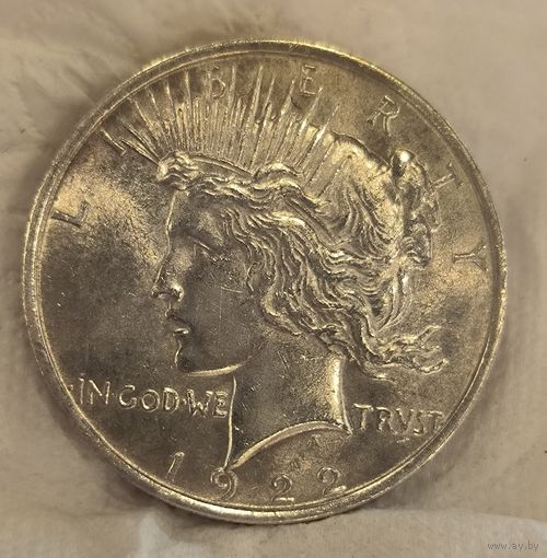 1 доллар 1922 мирный США лучистый крупное серебро