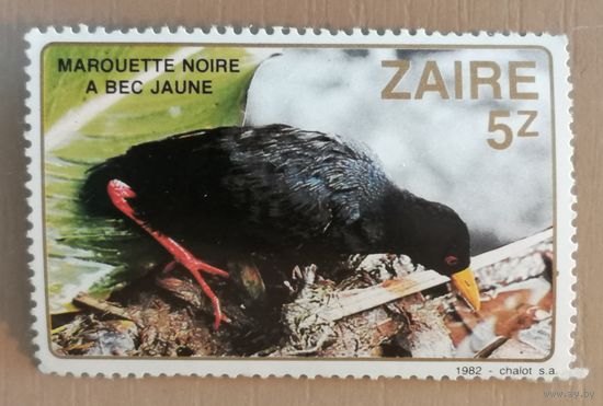 Марка Заир, Конго, фауна, птицы, 1982 г.