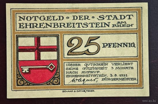 1921 год Германия 25 пфеннигов