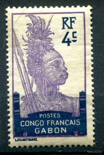 Французские колонии - Габон - 1910г. - воин, 4 с - 1 марка - MH [Mi 35]. #4-W1-125-A-1