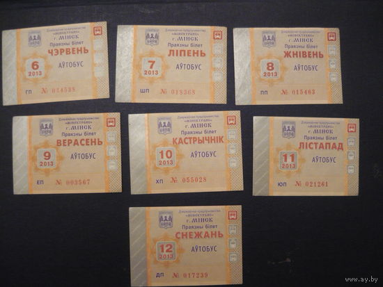 Проездные билеты. г.Минск 2013.