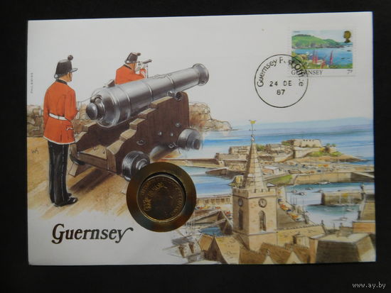Гернси 5 пенсов 1987 г конверт первого дня КПД