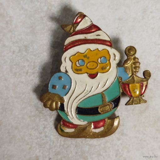 Значок. Брошь. Гном с фонариком. Тяжёлый металл. Клеймо МК7.