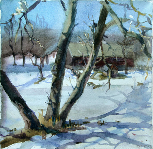 Картина. Пейзаж акварелью.