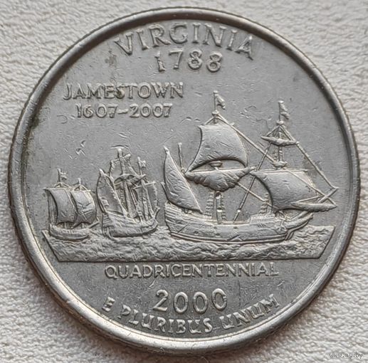 США 25 центов (квотер) 2000 Р Virginia