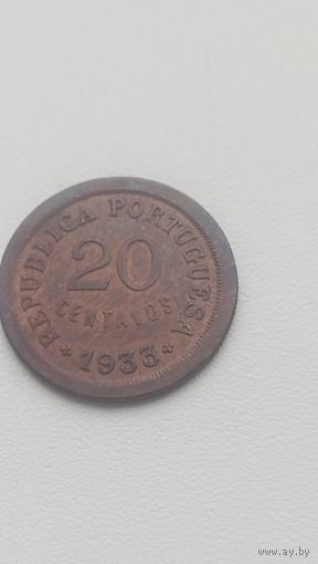 ГВИНЕЯ ПОРТУГАЛЬСКАЯ 20 сентаво 1933 год