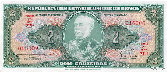 Бразилия, 2 крузейро обр. 1955 г., UNC
