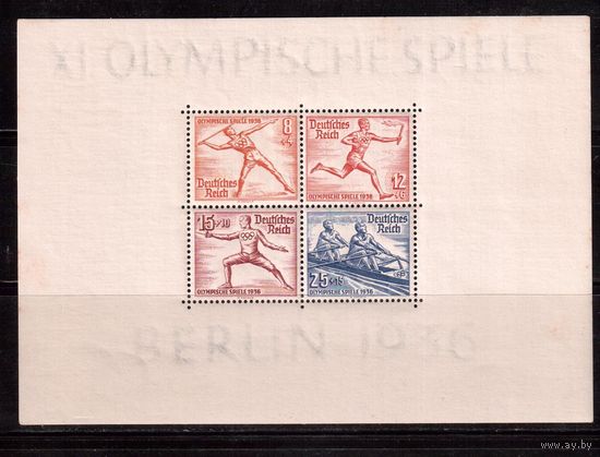 Германия-1936,(Мих.Бл.6z)  , Спорт, ОИ-1936( на толстой бум.)