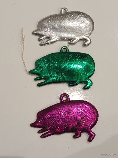 Ёлочные игрушки Ёжики пластик