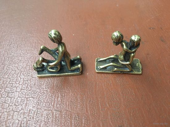 Бронзовая миниатюра, эротика, камасутра, 2 фигурки