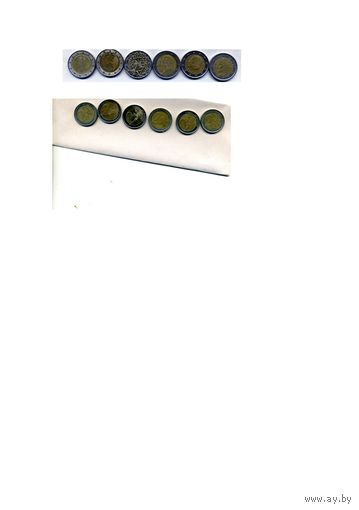 МОНЕТЫ , 2 евро, ЕВРОПА, 6 шт  по 8 руб шт