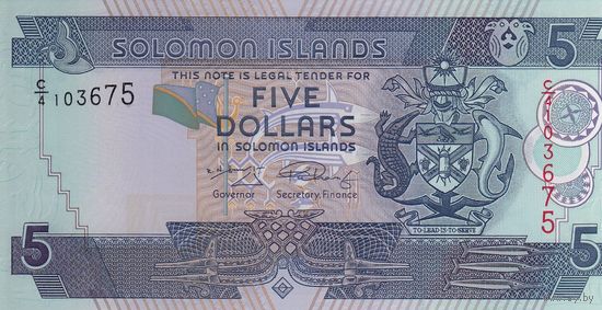 Соломоновы острова 5 долларов 2009 (UNC)