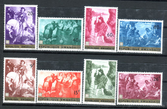 Руанда - 1967г. - Картины - полная серия, MNH, одна марка с незначительным дефектом клея [Mi 218-225] - 8 марок