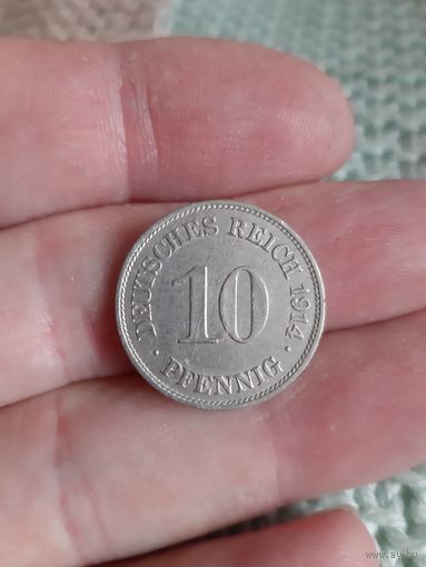Лот по первой мировой. 10 PFENNIG 1914 г.