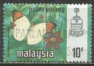 Малайские штаты(Пенанг). Бабочка белянка. 1971г. Mi#77.