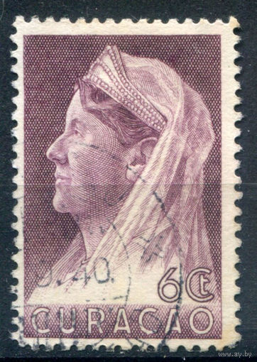 Нидерландские колонии - Кюрасао - 1936/39г. - королева Вильгельмина, 6 с - 1 марка - гашёная [Mi 148]. #3-WB-89-A-1