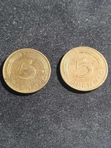 Германия 5 пфеннигов 1990 J D