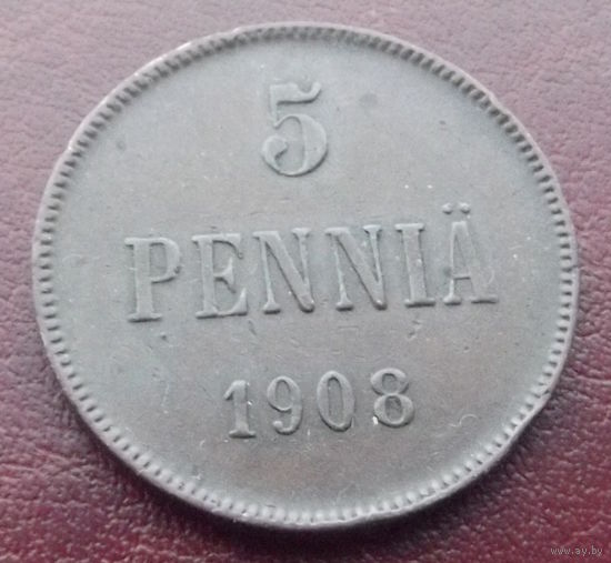 Финляндия в составе РИ. 5 пенни 1908