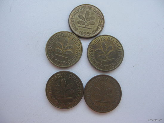 ФРГ   5 пфеннигов 1995  А .D. F. G. J.