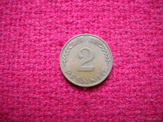 ФРГ 2 пфеннига 1966 г D