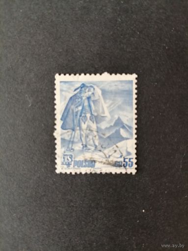 Польша 1939 Марка из серии "Кубок мира по лыжным гонкам в Закопане" (гашение без клея с наклейками) Mi.354 каталог 7.50 евро